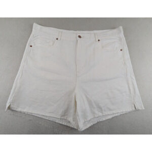 American Eagle sz 18 Baggy Mom denim jean Shorts white distressed 0998